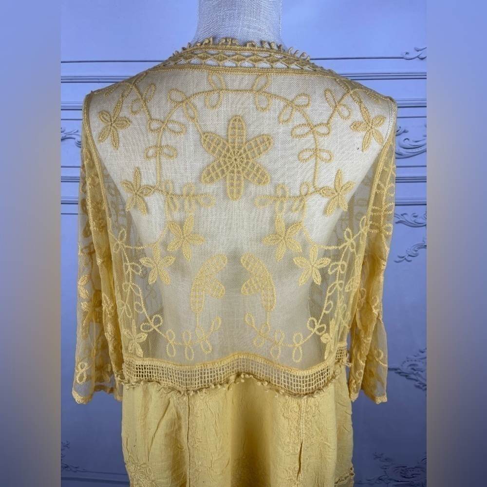 Bohemian Embroidered Floral Lace Sheer Mesh Top Swimsuit Coverup - Picture 9 of 9